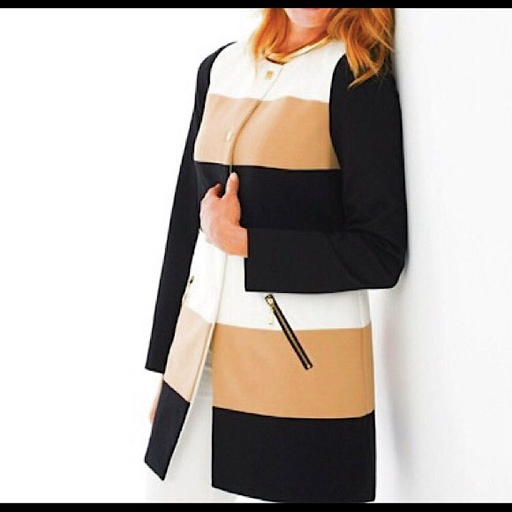 CHICO’S Striped Color Block Button Ponte Jacket🧥 - Picture 2 of 13